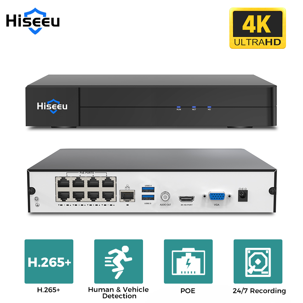 Webcam 4K - Hiseeu 8 Kanallı 4K PoE NVR