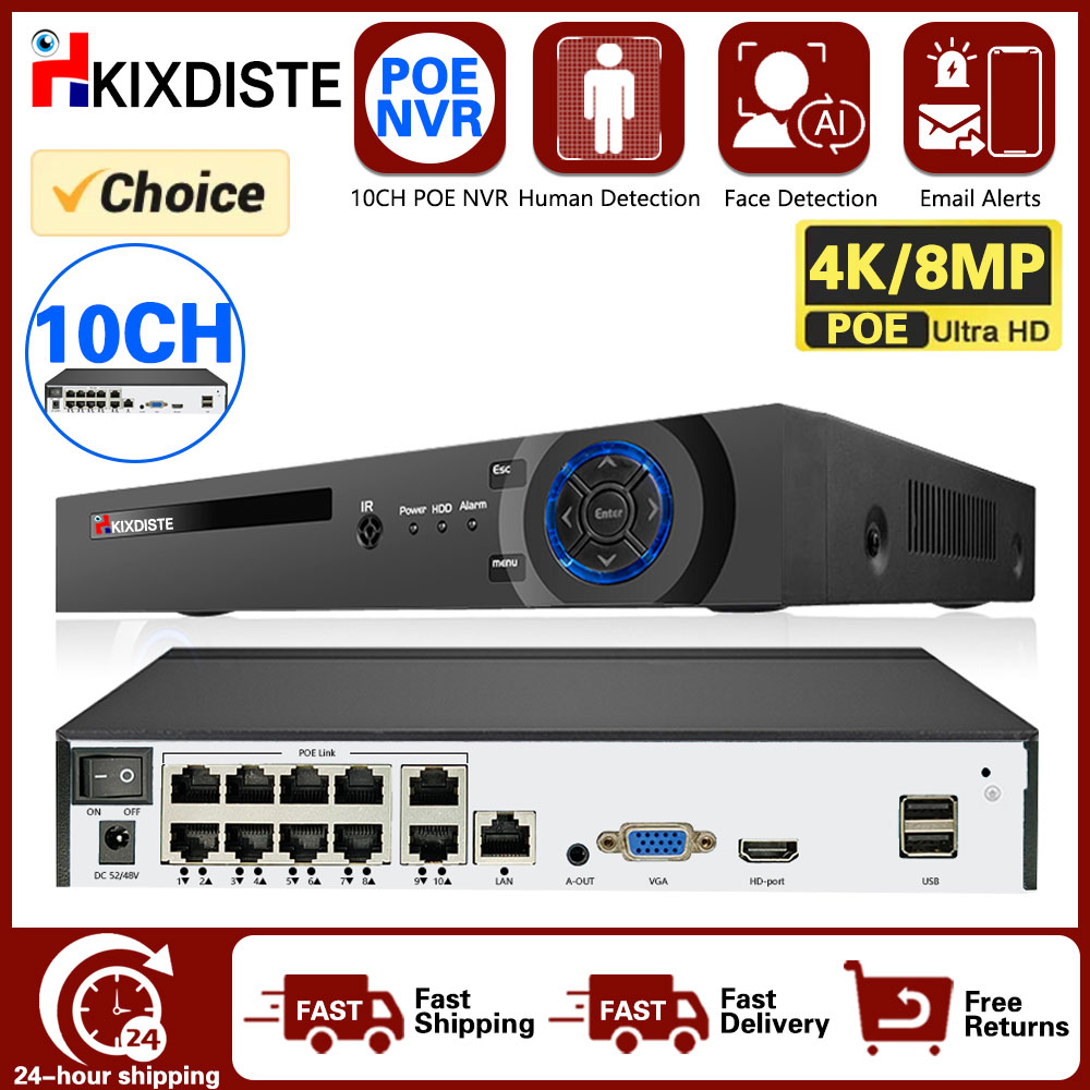Webcam 4K - 4K 10CH POE akıllı NVR (1080p/3MP/4MP/5MP/6MP/8MP/4K)