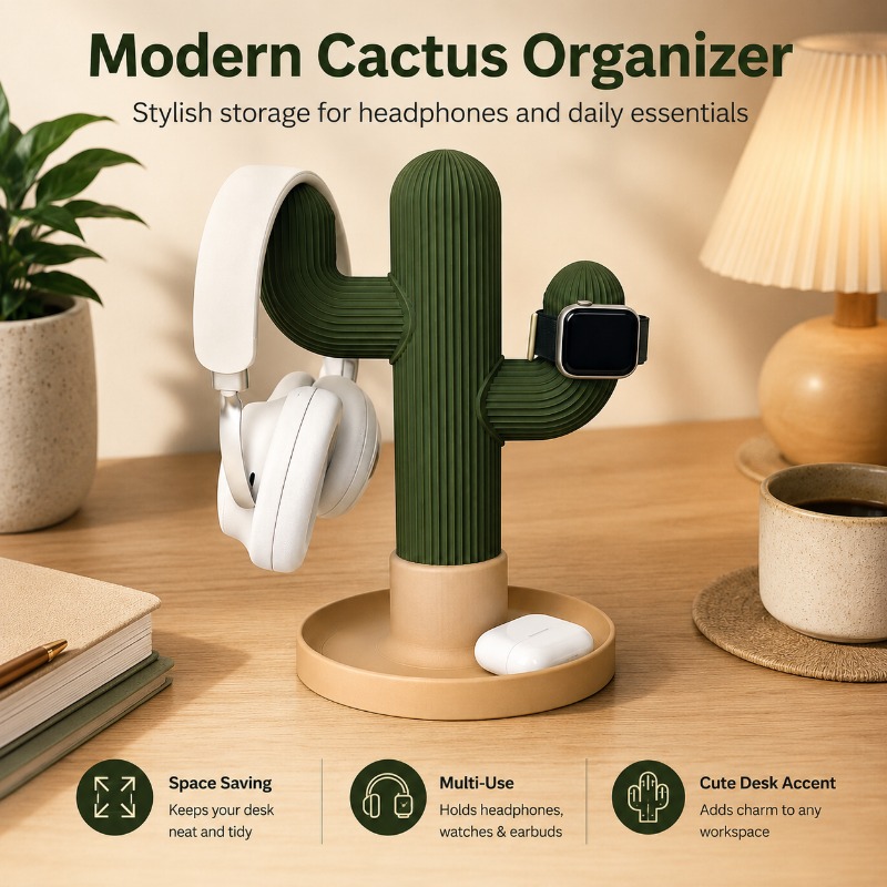 Headset Stand - Minimalist Kaktüs Kulaklık Standı Çok Amaçlı