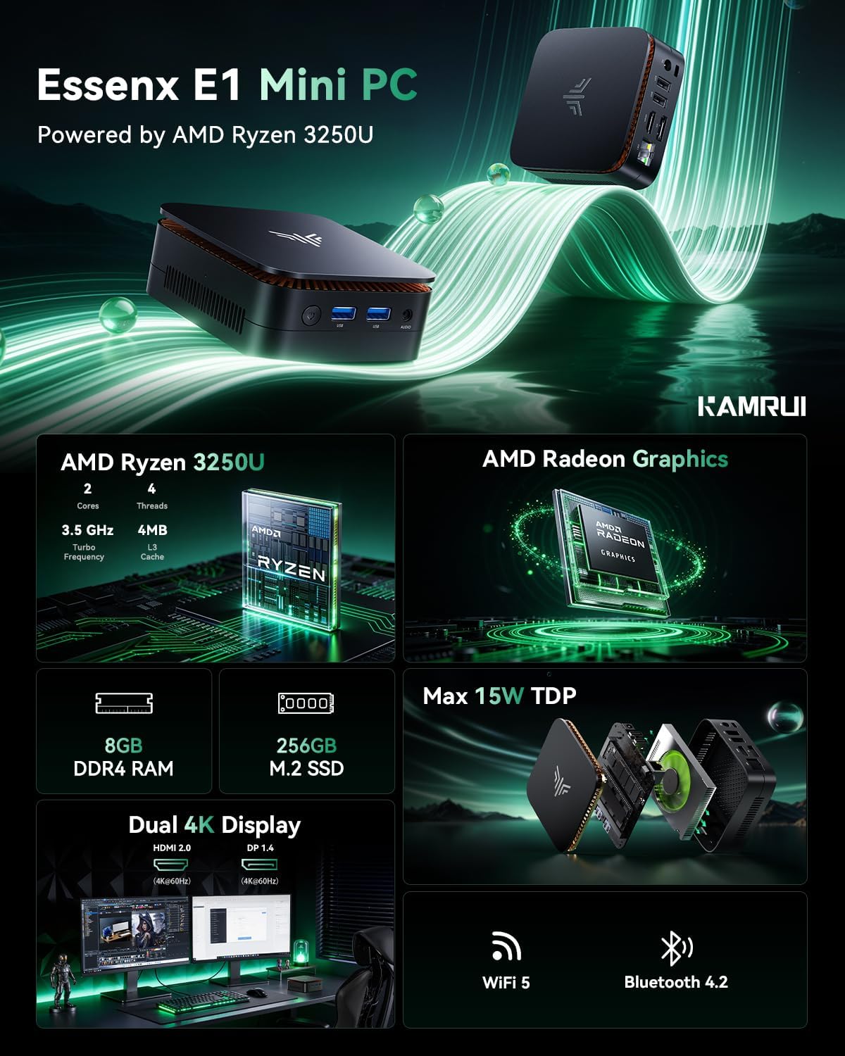 KAMRUI Mini Bilgisayar AMD R3  - Pc Gaming Amd Ryzen 7 incelemesi ve fiyatı