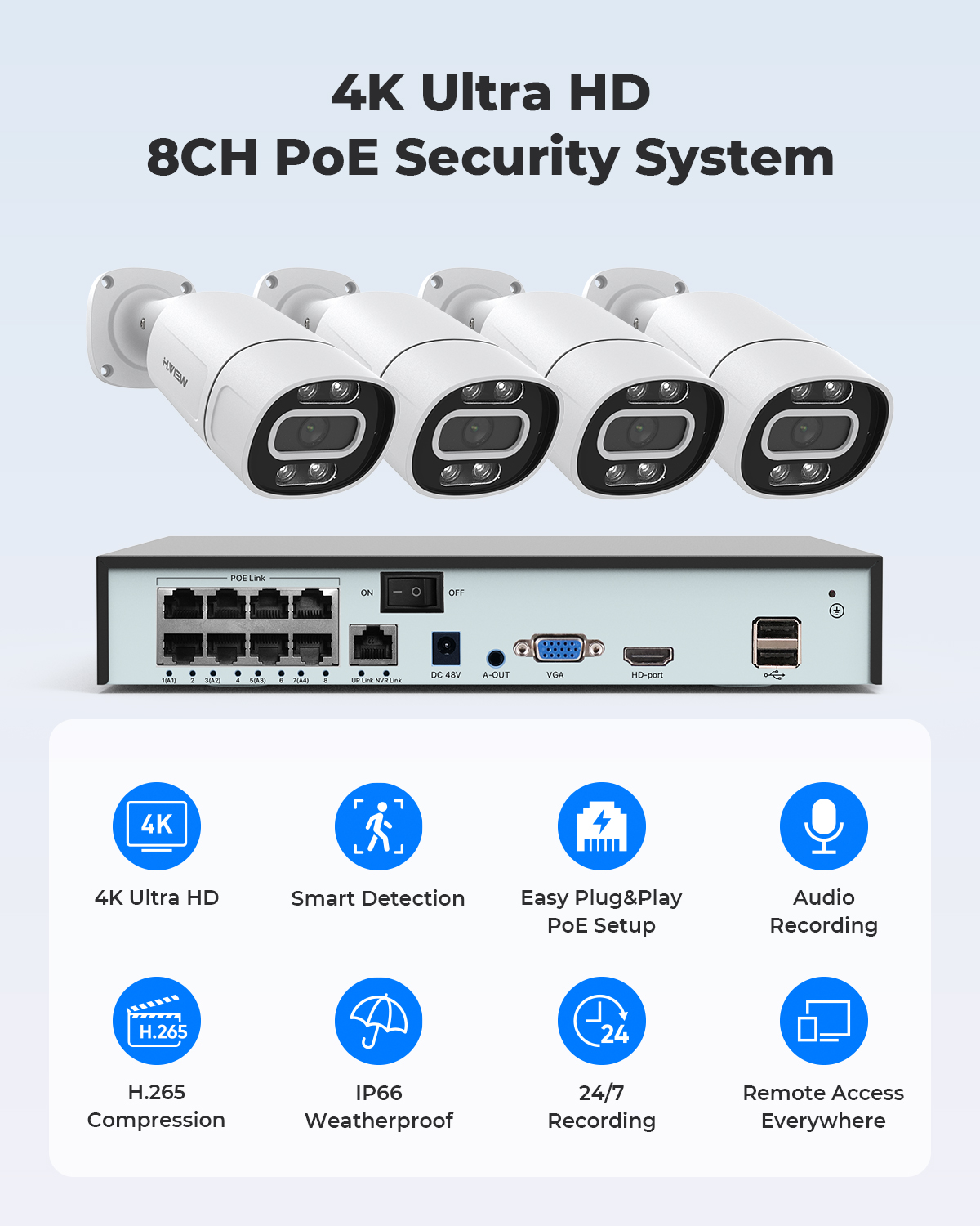 H.View 4K 5Mp 8Mp Poe CCTV Güv - Webcam 4K incelemesi ve fiyatı